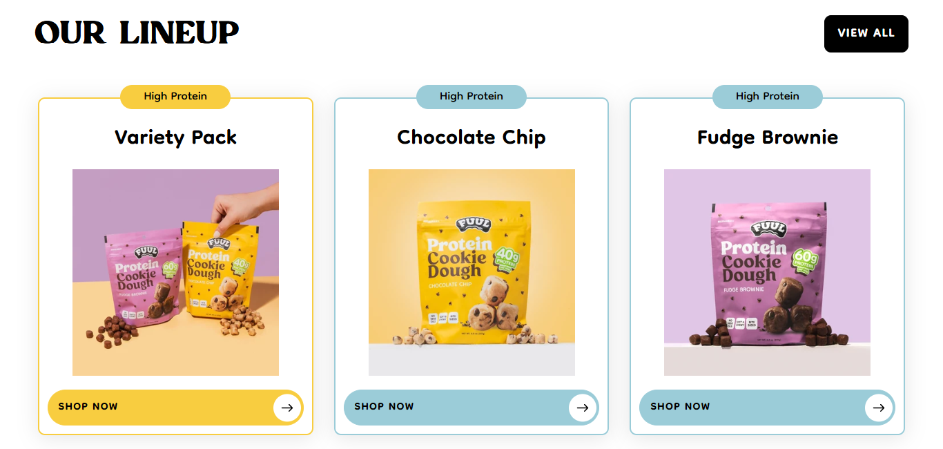 Before redesign: FUUL product lineup cards
