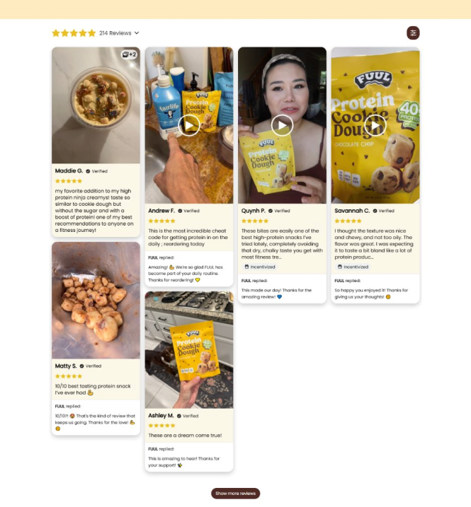 FUUL storefront customer-review and UGC section, not a Tech Striker review