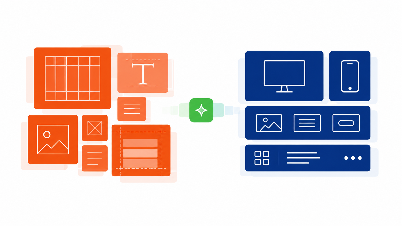 Abstract design tiles becoming reusable desktop and mobile Webflow components